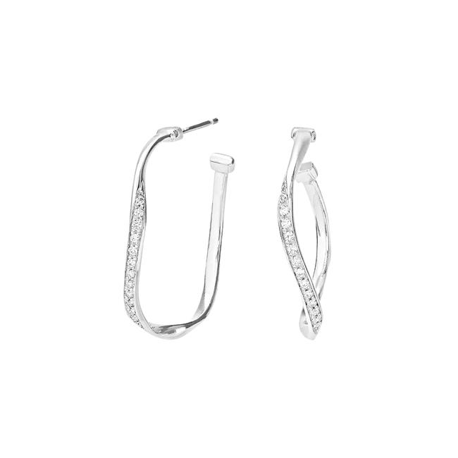 Marco Bicego Marrakech 18k White Gold Diamond Twisted Hoop Earrings