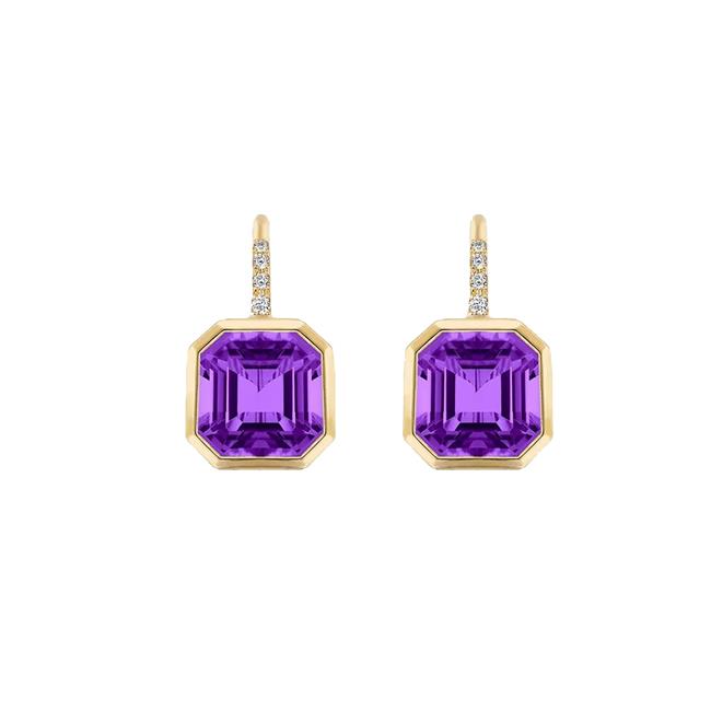 Goshwara Gossip 18k Yellow Gold Amethyst Diamond Drop Earrings