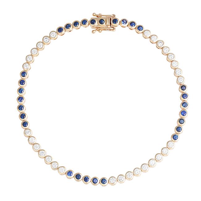 London Collection 14k Yellow Gold Diamond And Sapphire Bracelet