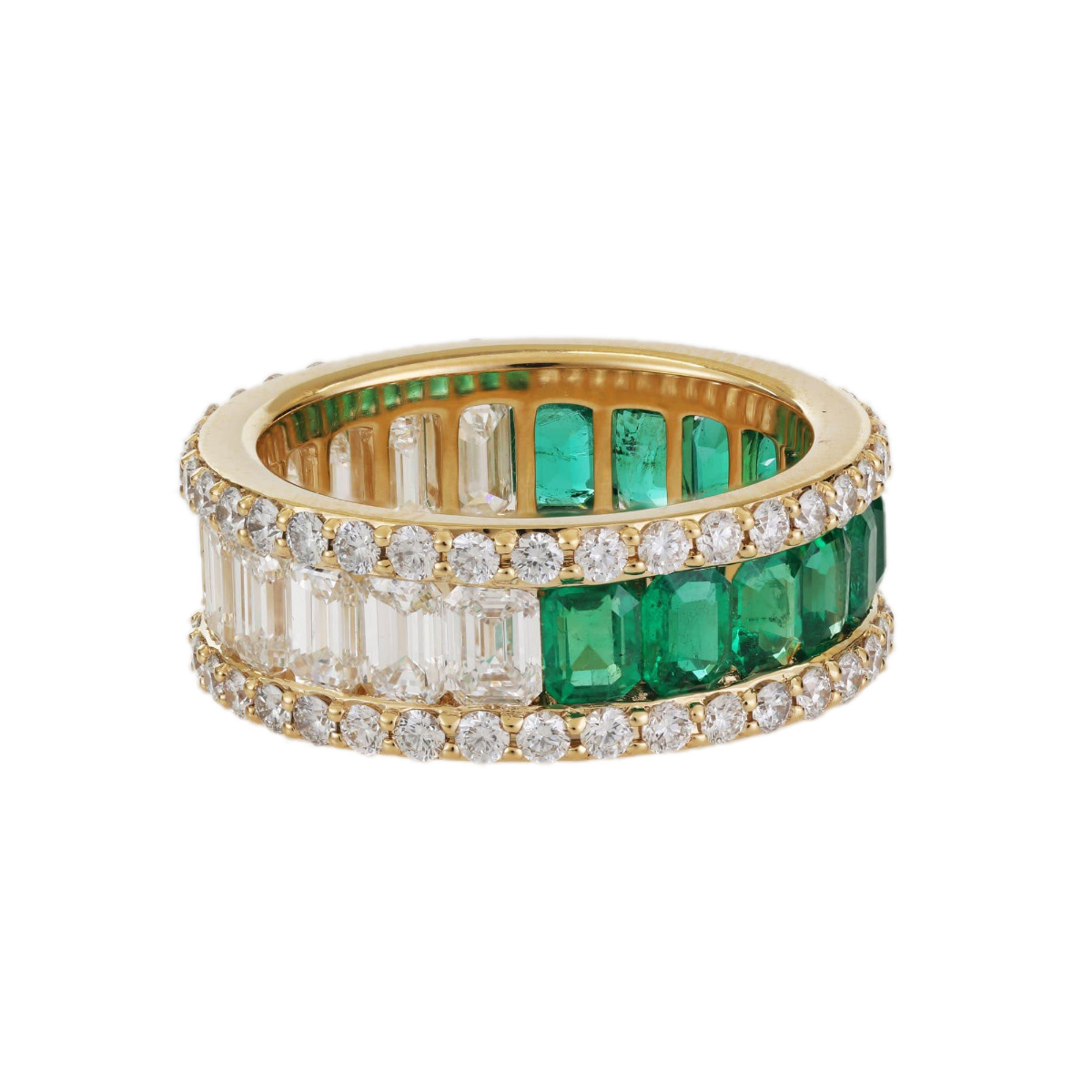 London Collection Yellow Gold Emerald and Diamond Eternity Band