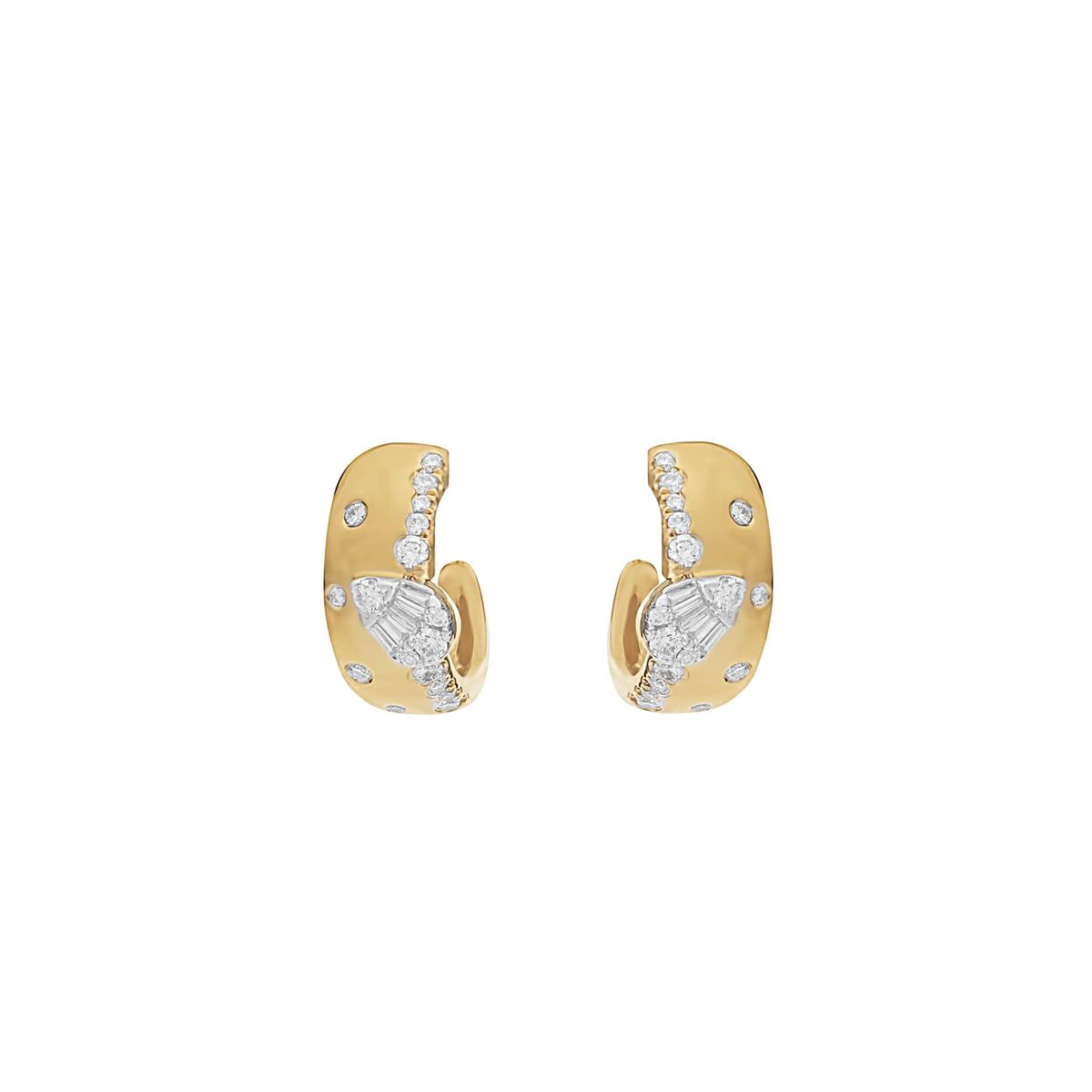 London Collection 18k Scattered Mix Diamond Huggie Earrings