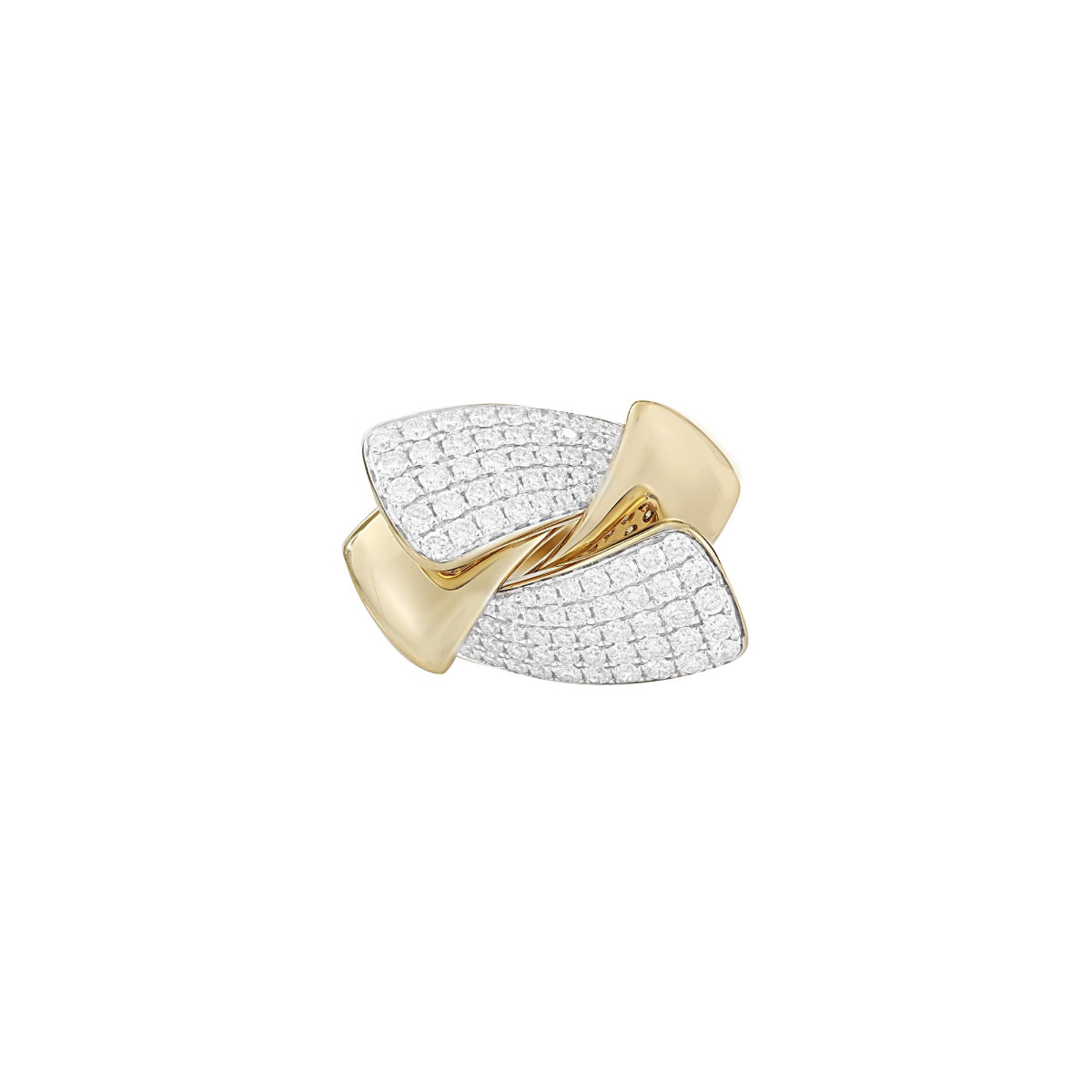 London Collection Yellow Gold Half Pave Diamond Ring 