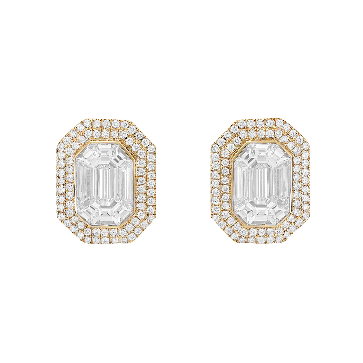 London Collection 18k Pave and Mosaic Diamond Stud Earrings