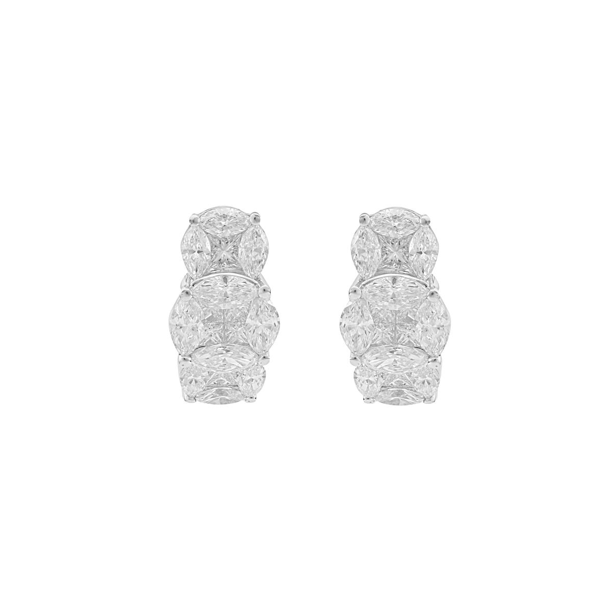 London Collection White Gold Diamond 3-Stone Drop Earrings