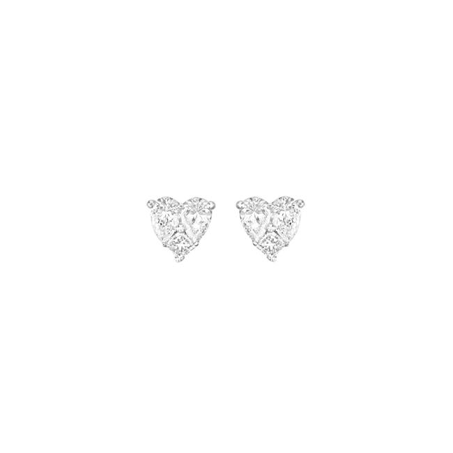 London Collection 18k White Gold Diamond Heart Stud Earrings