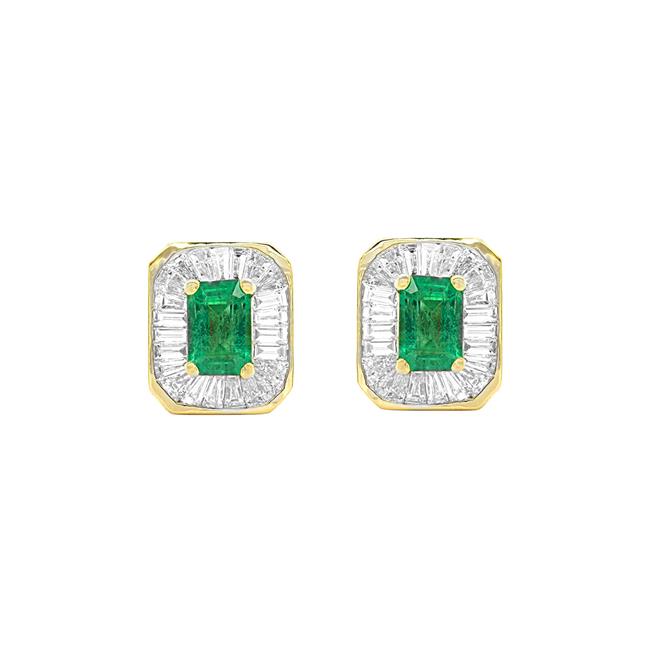 London Collection 18k Diamond and Emerald Earrings