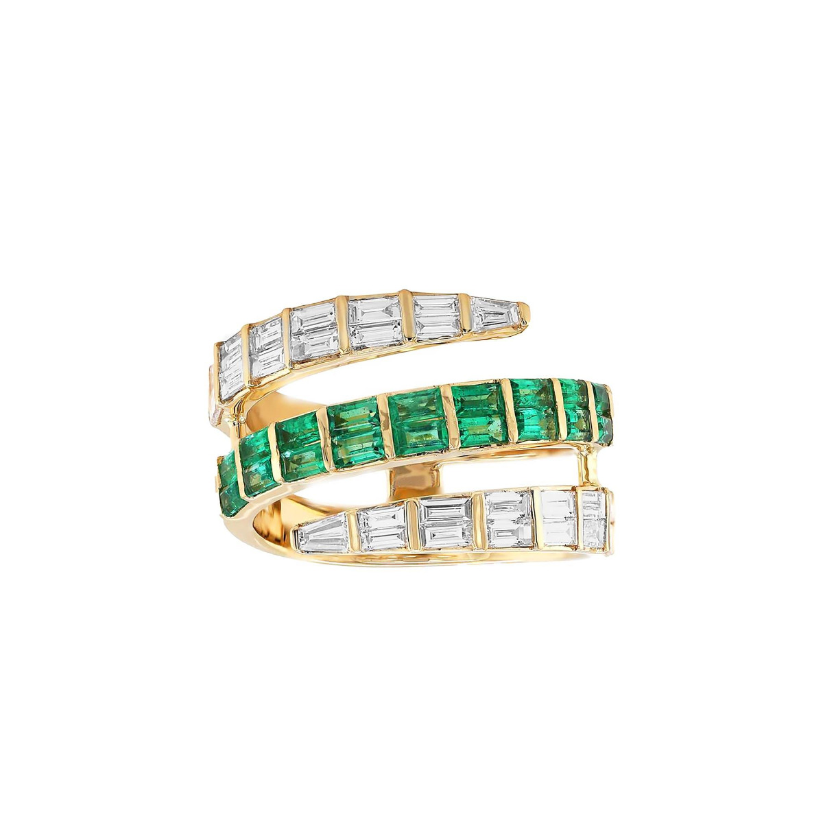 London Collection 18k Emerald and Diamond Wrap Ring