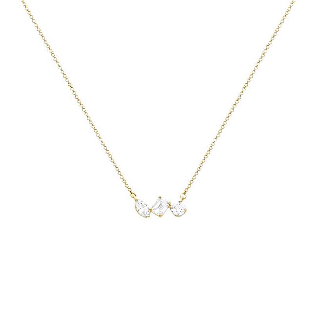 London Collection 14k Yellow Gold Mixed Shape Diamond Pendant Necklace