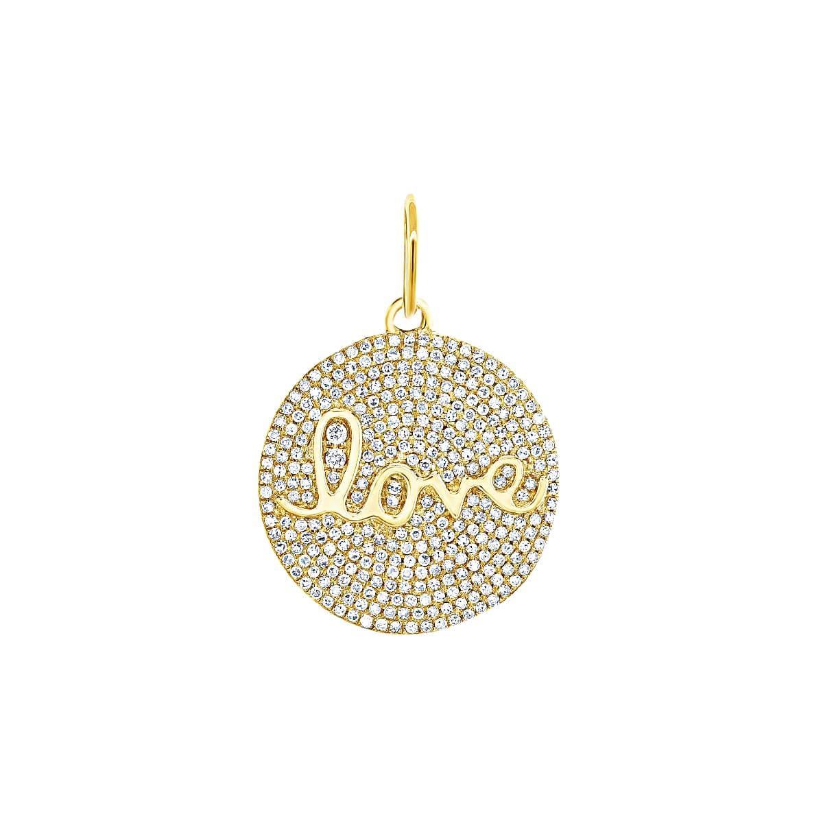 London Collection 14k Love Diamond Disc Pendant