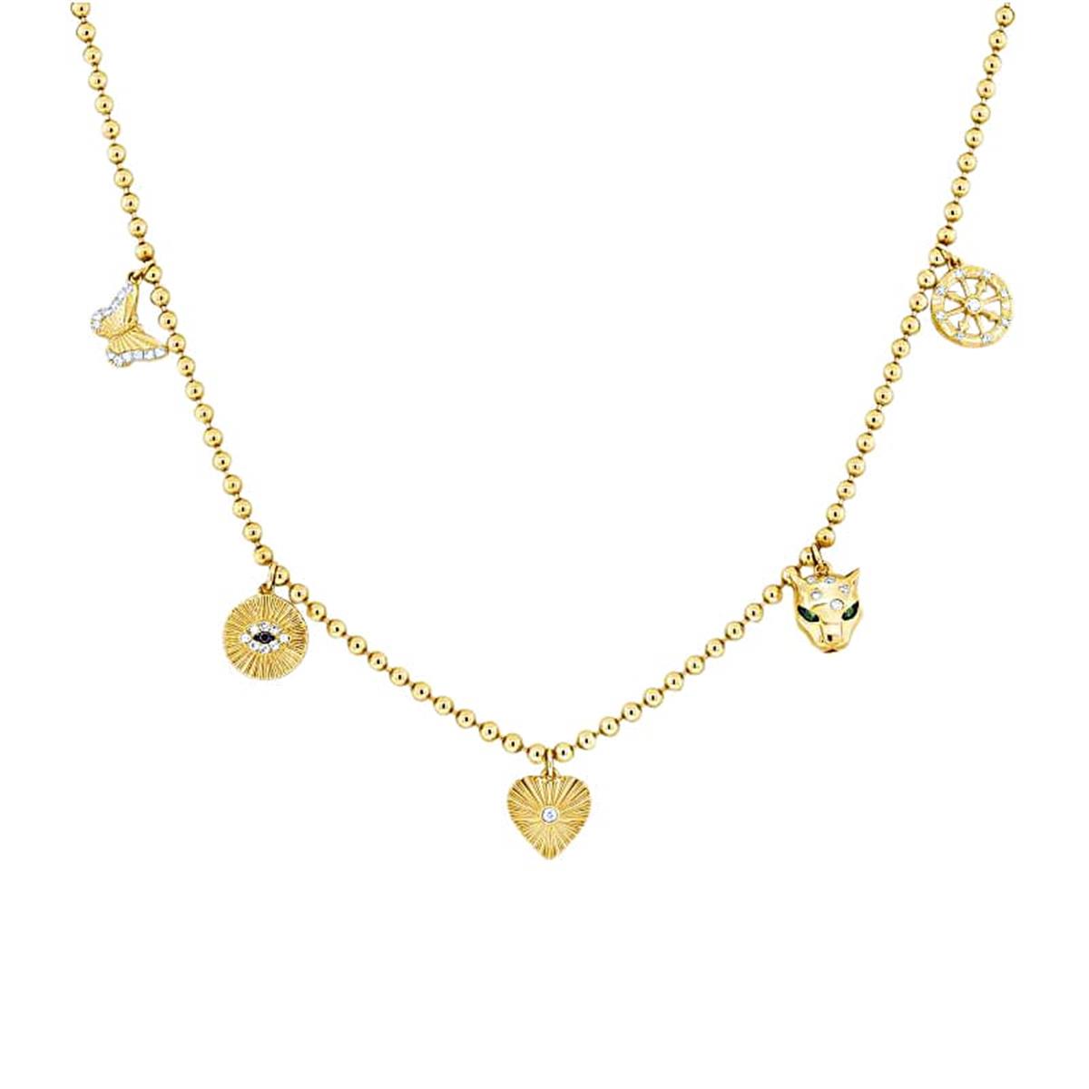 London Collection 14k Multi Charm Bead Necklace