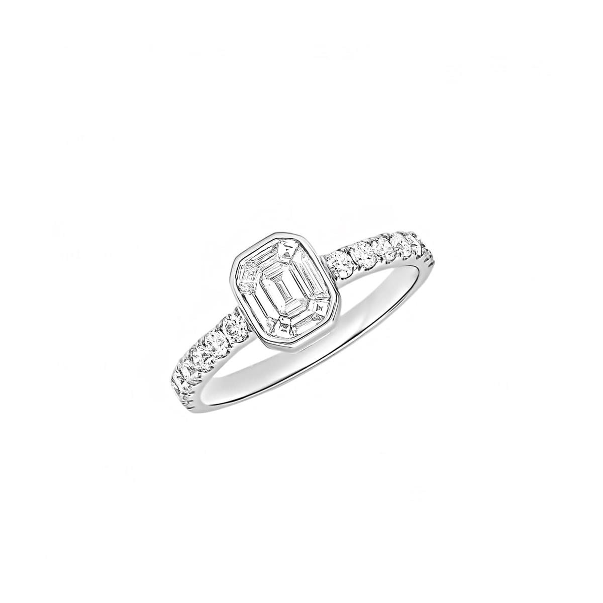 London Collection White Gold Diamond Pave Hidden Halo Ring