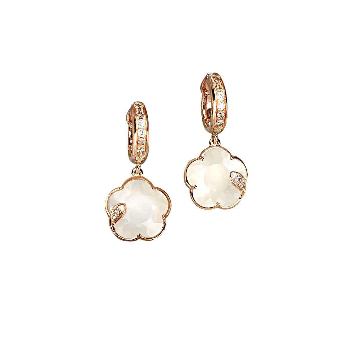 Pasquale Bruni Petit Joli Lunaire Rose Gold Mother of Pearl Moonstone & Diamond Earrings 