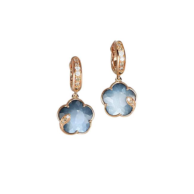 Pasquale Bruni Petit Joli Lunaire 18k Rose Gold Diamond Moonstone Onyx Earrings