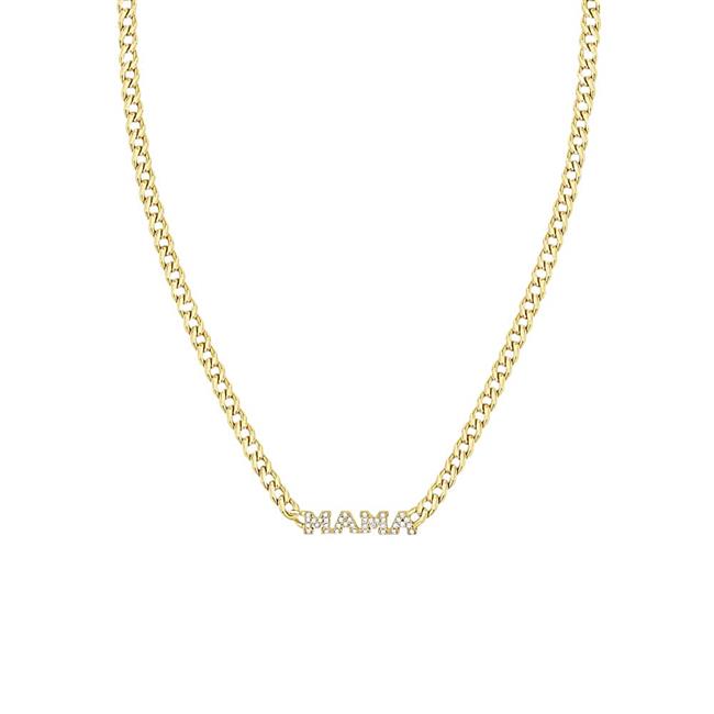 Zoe Chicco 14k Yellow Gold Diamond Mama Curb Chain Necklace