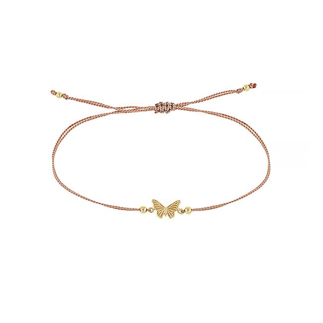 Zoe Chicco 14k Yellow Gold Butterfly Pink String Bracelet