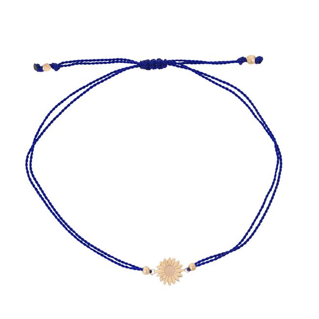 Zoe Chicco 14k Yellow Gold Sunflower Navy String Bracelet