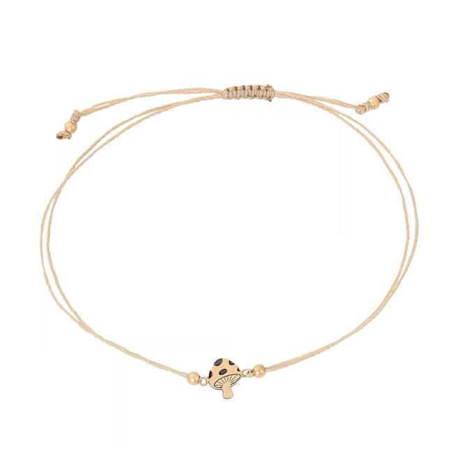 Zoe Chicco 14k Yellow Gold Mushroom Beige String Bracelet