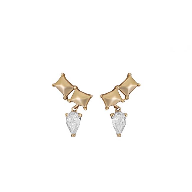 London Collection 14k Yellow Gold Pear Shaped Diamond Drop Earrings