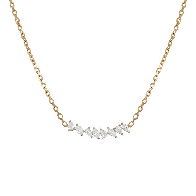 London Collection 14k Yellow Gold Pear Shape and Marquise Diamond Necklace