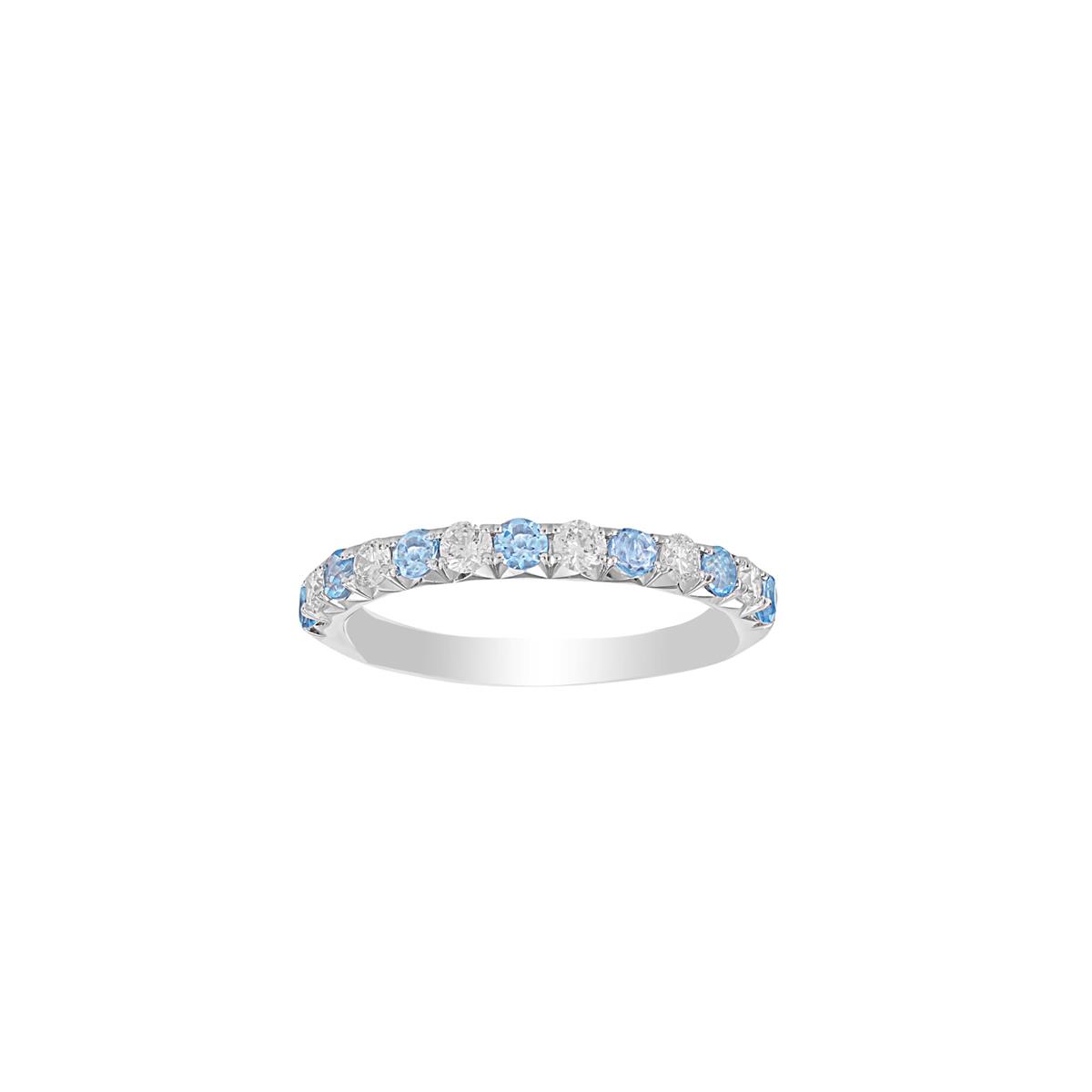 TWO by London 14k Alternating Gemstone Fishtail Wedding Band