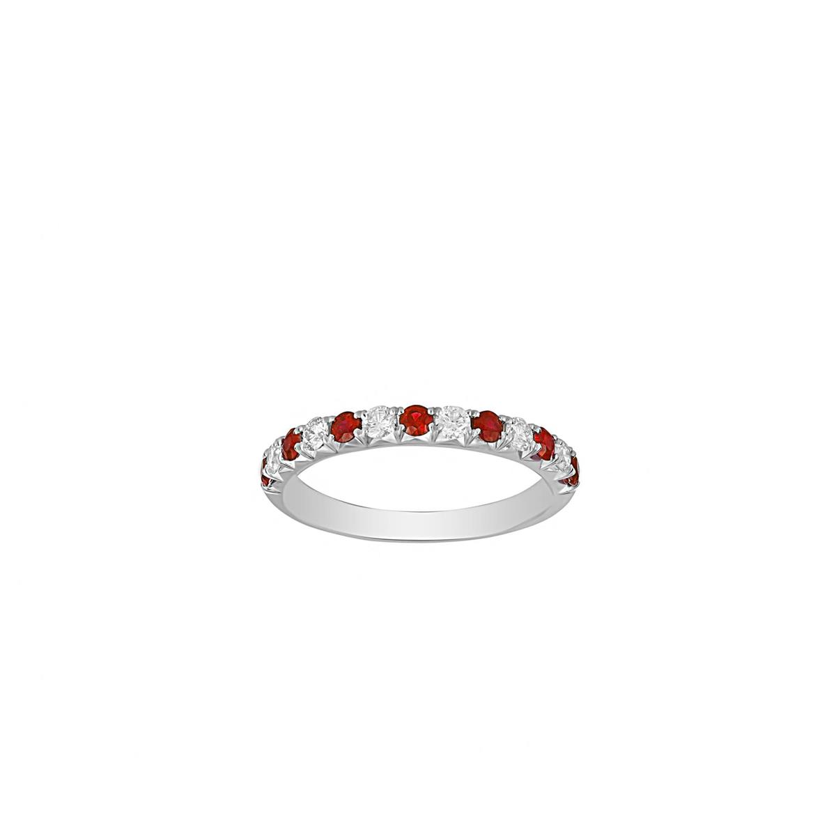 TWO by London 14k Alternating Gemstone Fishtail Wedding Band