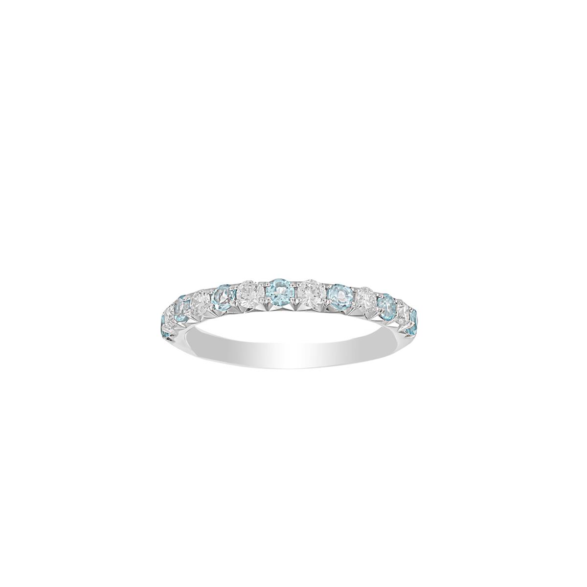 TWO by London 14k Alternating Gemstone Fishtail Wedding Band