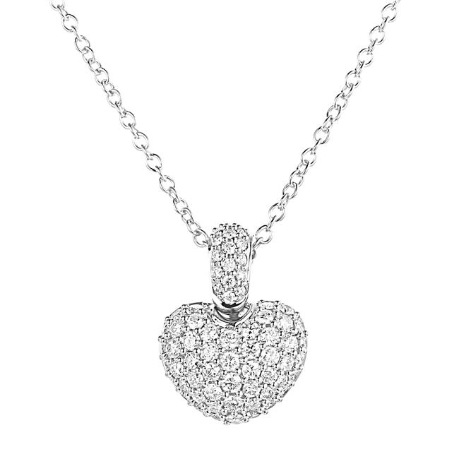 London Collection 18k Gold Diamond Puffy Heart Necklace