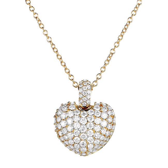 London Collection 18k Gold Diamond 22mm Puffy Heart Necklace