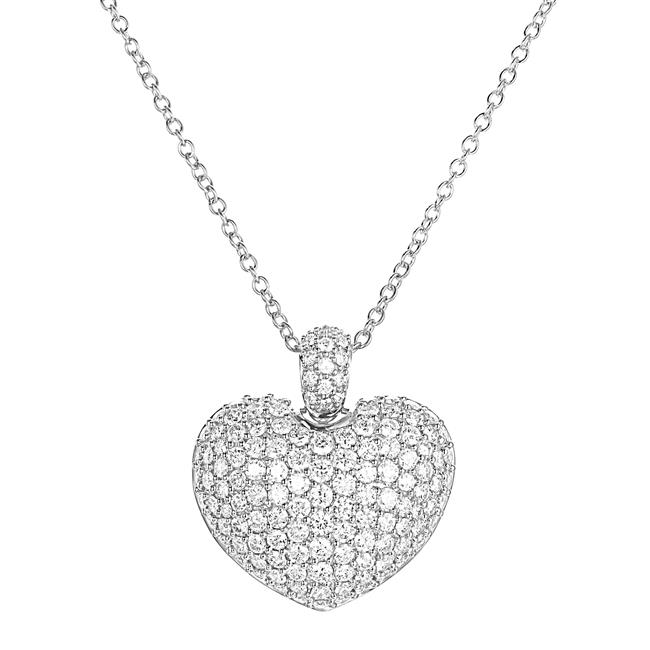 London Collection 18k Gold Diamond 24mm Puffy Heart Necklace
