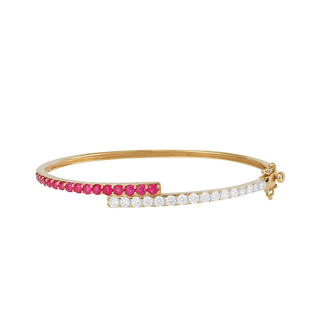 London Collection 14k Diamond and Ruby Wrap Bangle Bracelet