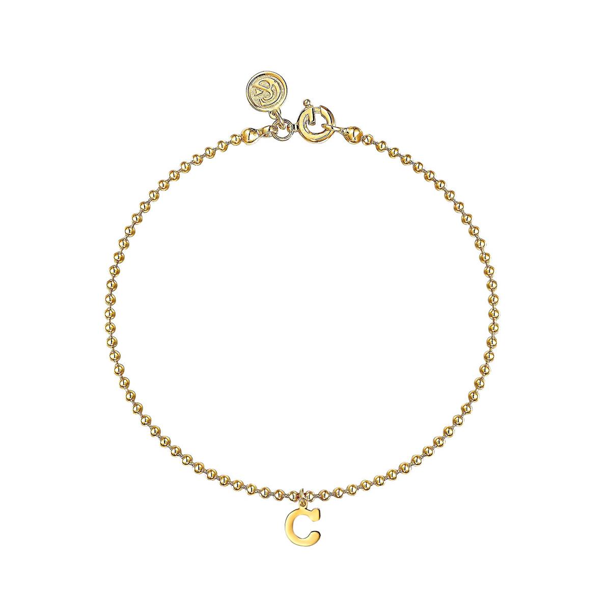 Gabriel & Co Bujukan 14k Yellow Gold Initial Beaded Bracelet