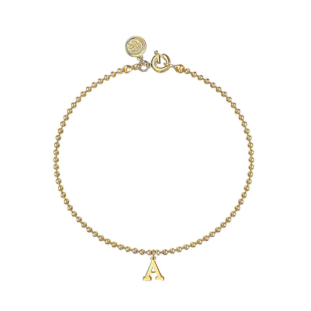 Gabriel & Co Bujukan 14k Yellow Gold Initial Beaded Bracelet
