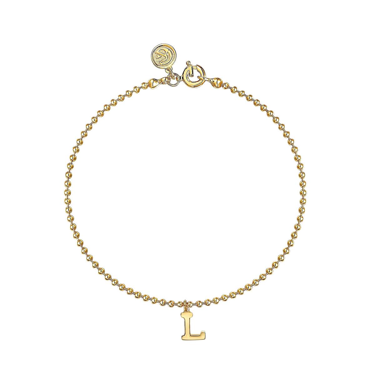Gabriel & Co Bujukan 14k Yellow Gold Initial Beaded Bracelet