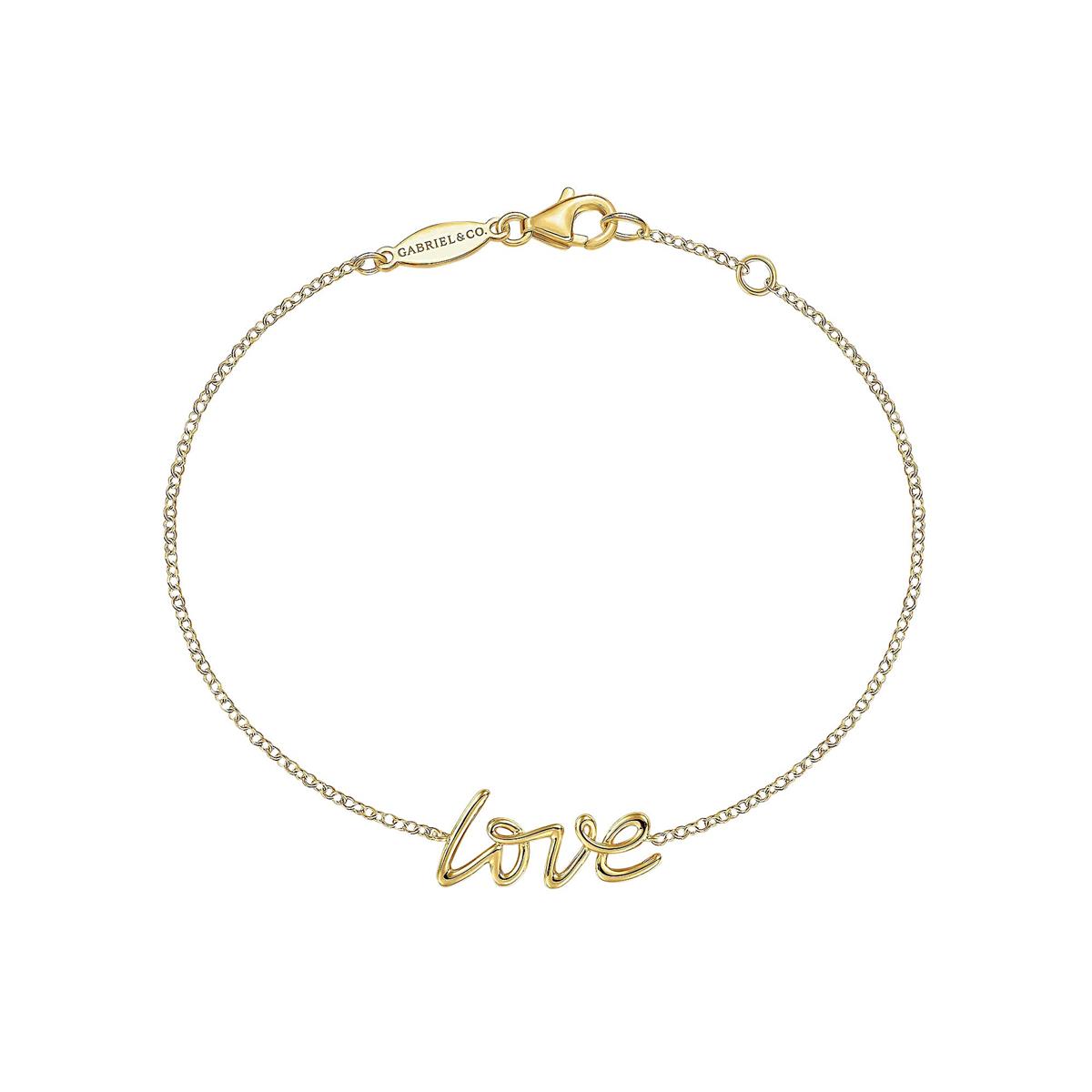 Gabriel & Co Bujukan Yellow Gold Love Chain Bracelet