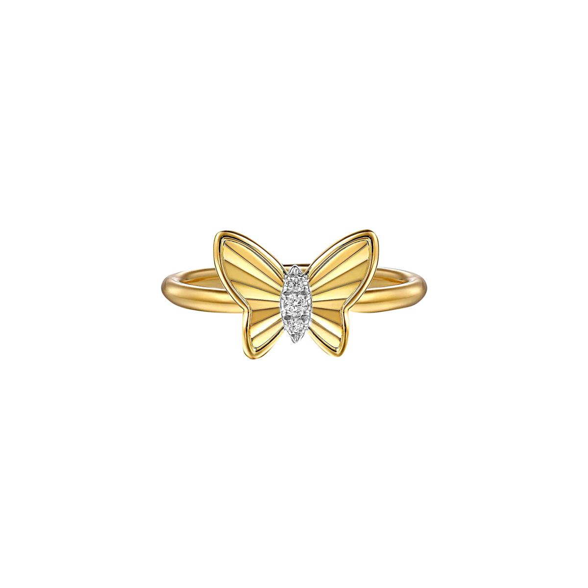 Gabriel & Co Bujukan Yellow Gold Diamond Butterfly Ring