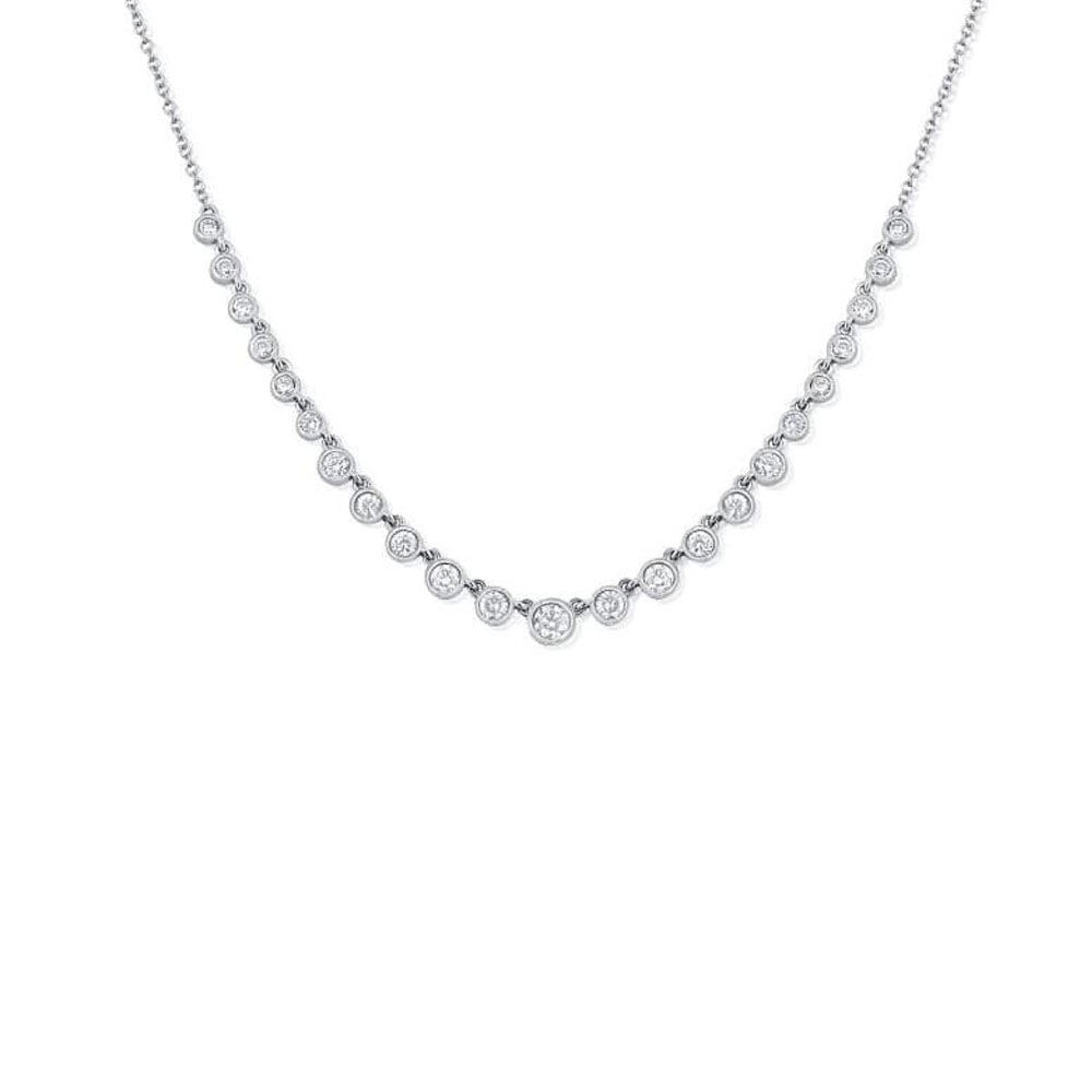 London Collection 14k Bezel Set Graduating Diamond Necklace