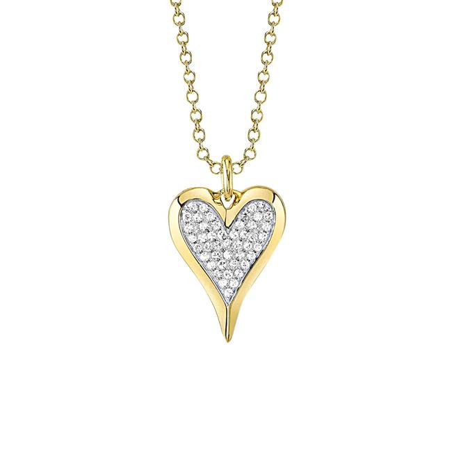 London Collection 14k Yellow Gold Pave Diamond Heart Necklace