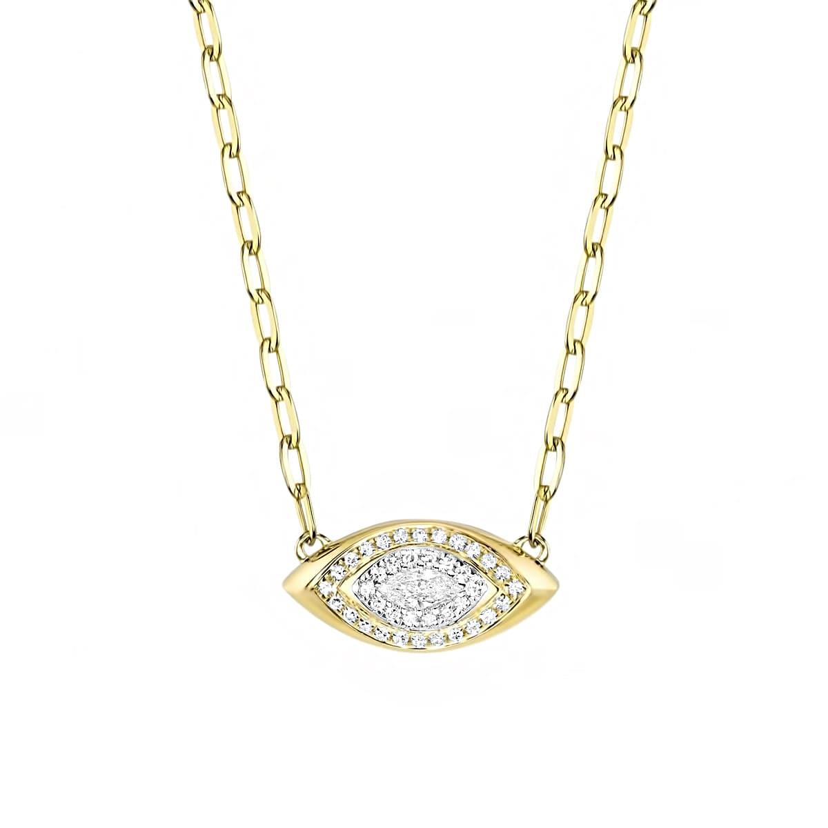 London Collection Diamond Evil Eye Paperclip Necklace