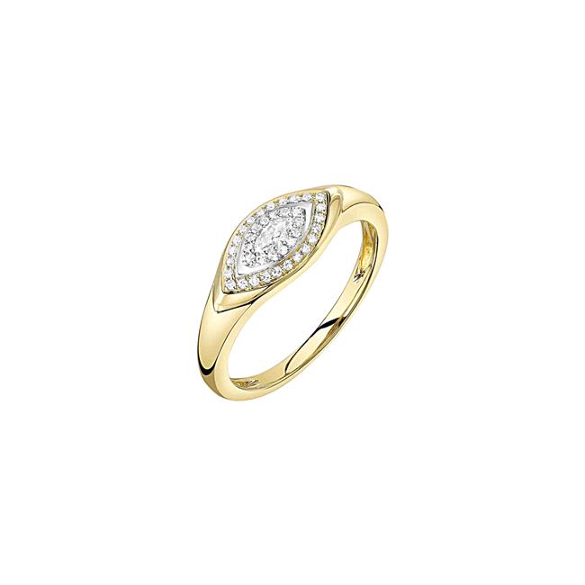 London Collection 14k Yellow Gold Marquis Diamond Evil Eye Ring
