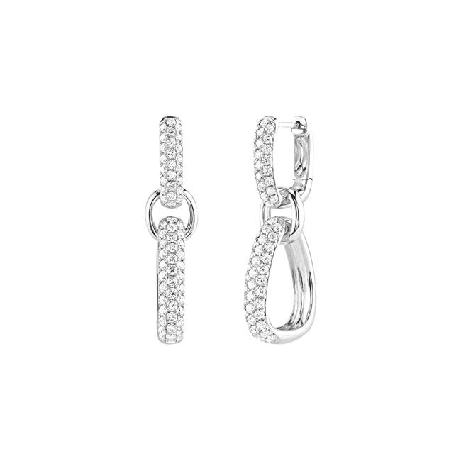 London Collection 14k Gold Pave Diamond Link Earrings