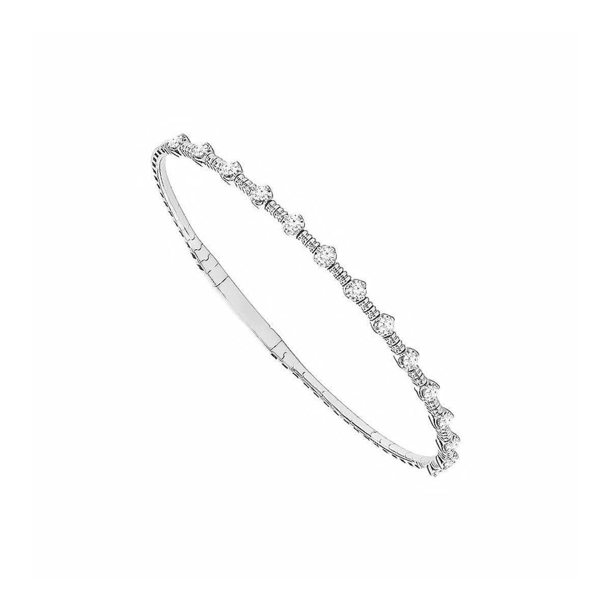 Flexie by London 14k White Gold Diamond Station Bangle Bracelet