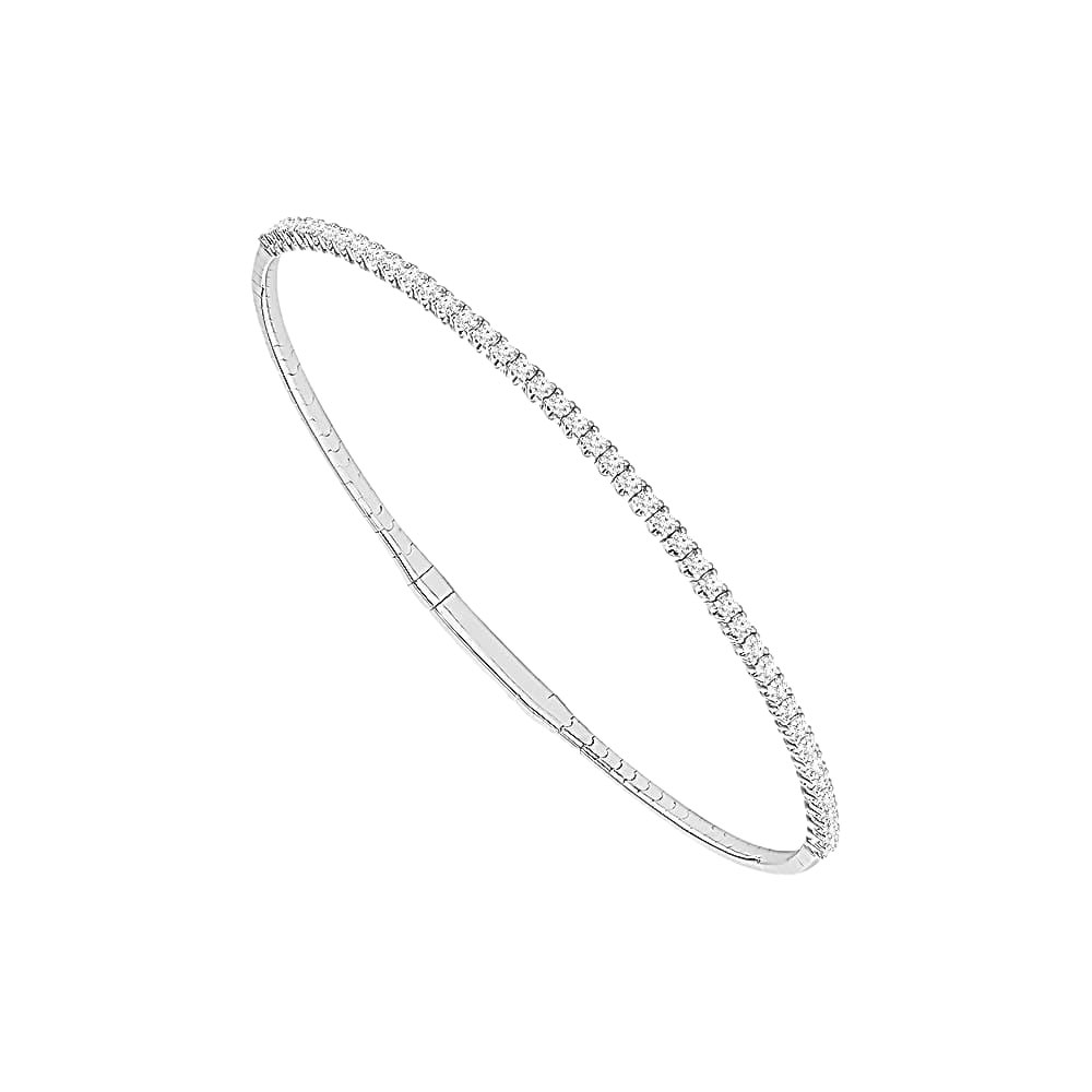 Flexie by London White Gold Diamond Bangle Bracelet