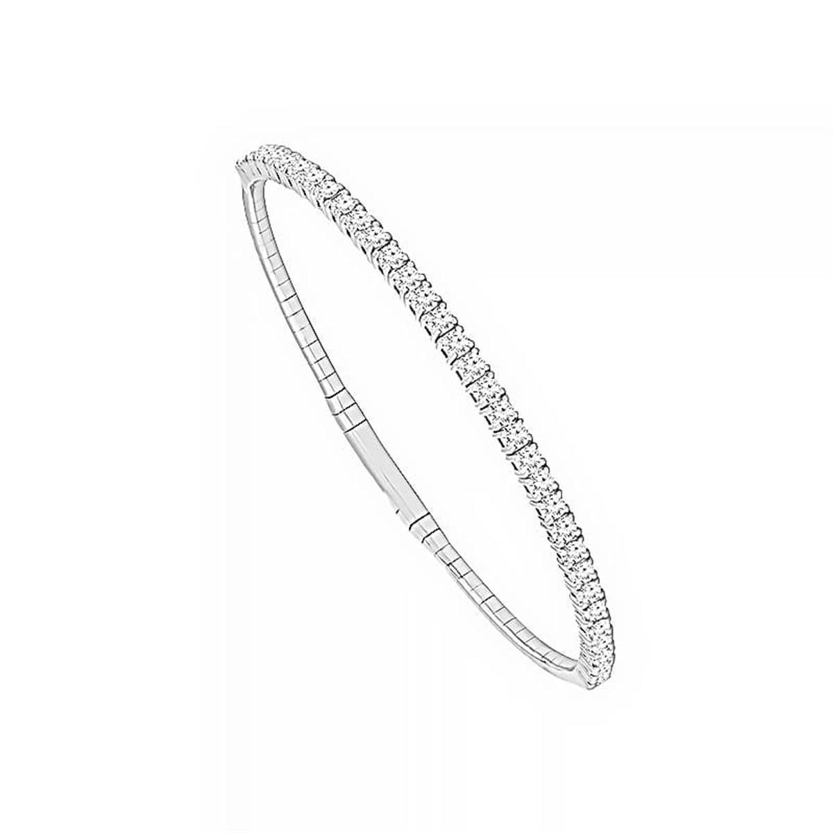 Flexie by London White Gold Diamond Bangle Bracelet