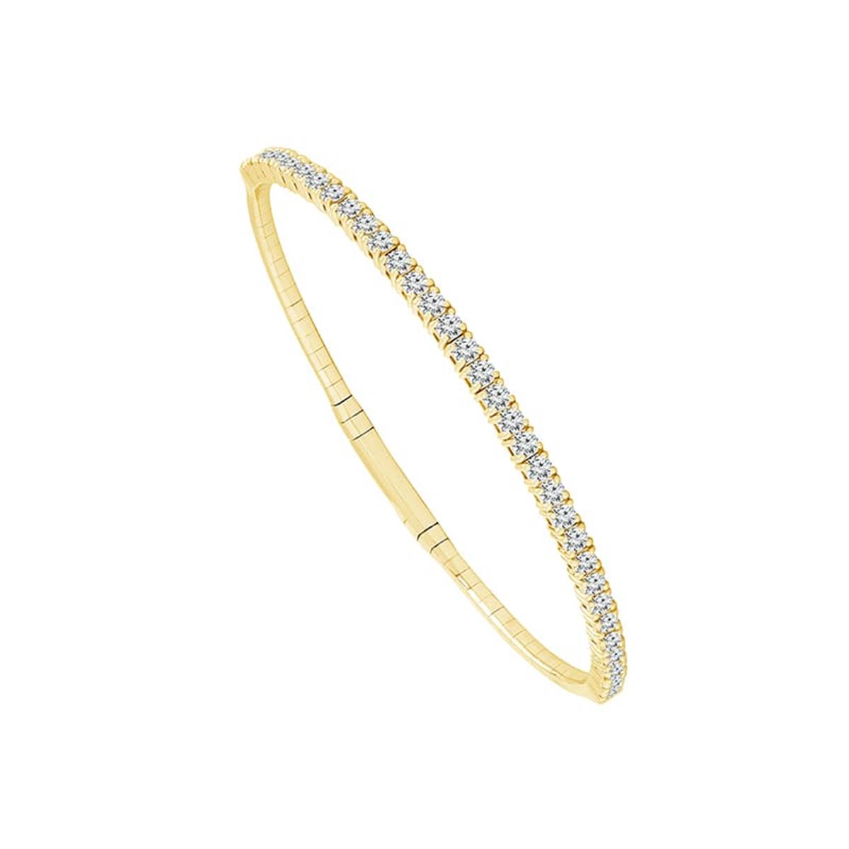 Flexie by London Yellow Gold Diamond Bangle Bracelet