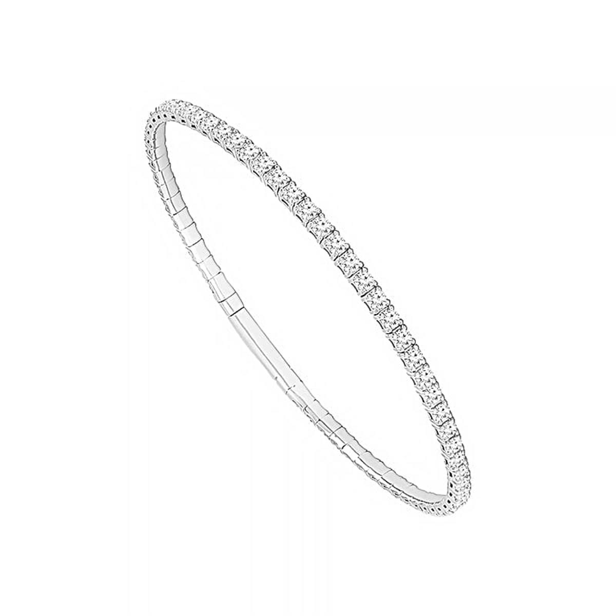 Flexie by London White Gold Half Way Inline Diamond Bracelet