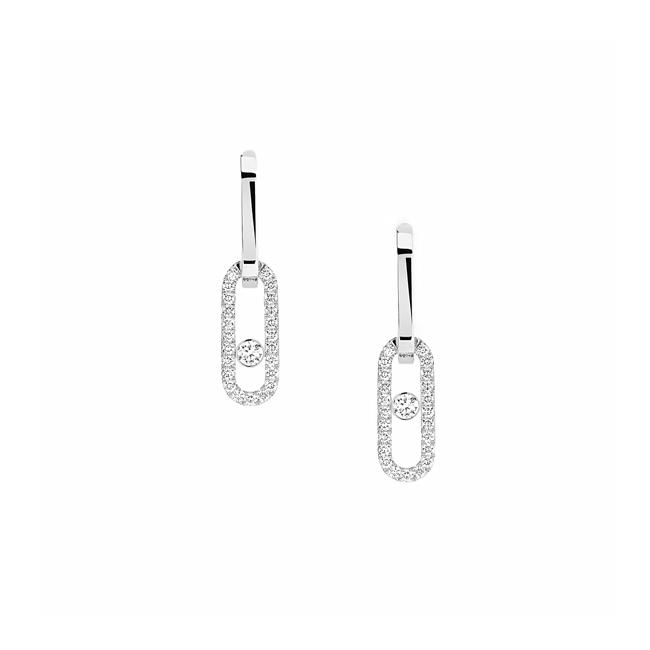 Messika Move Line 18k White Gold Diamond Earrings