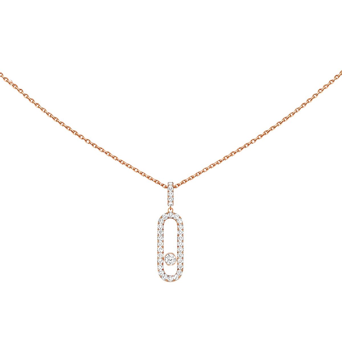 Messika Move Uno Rose Gold Pave LM Pendant Necklace