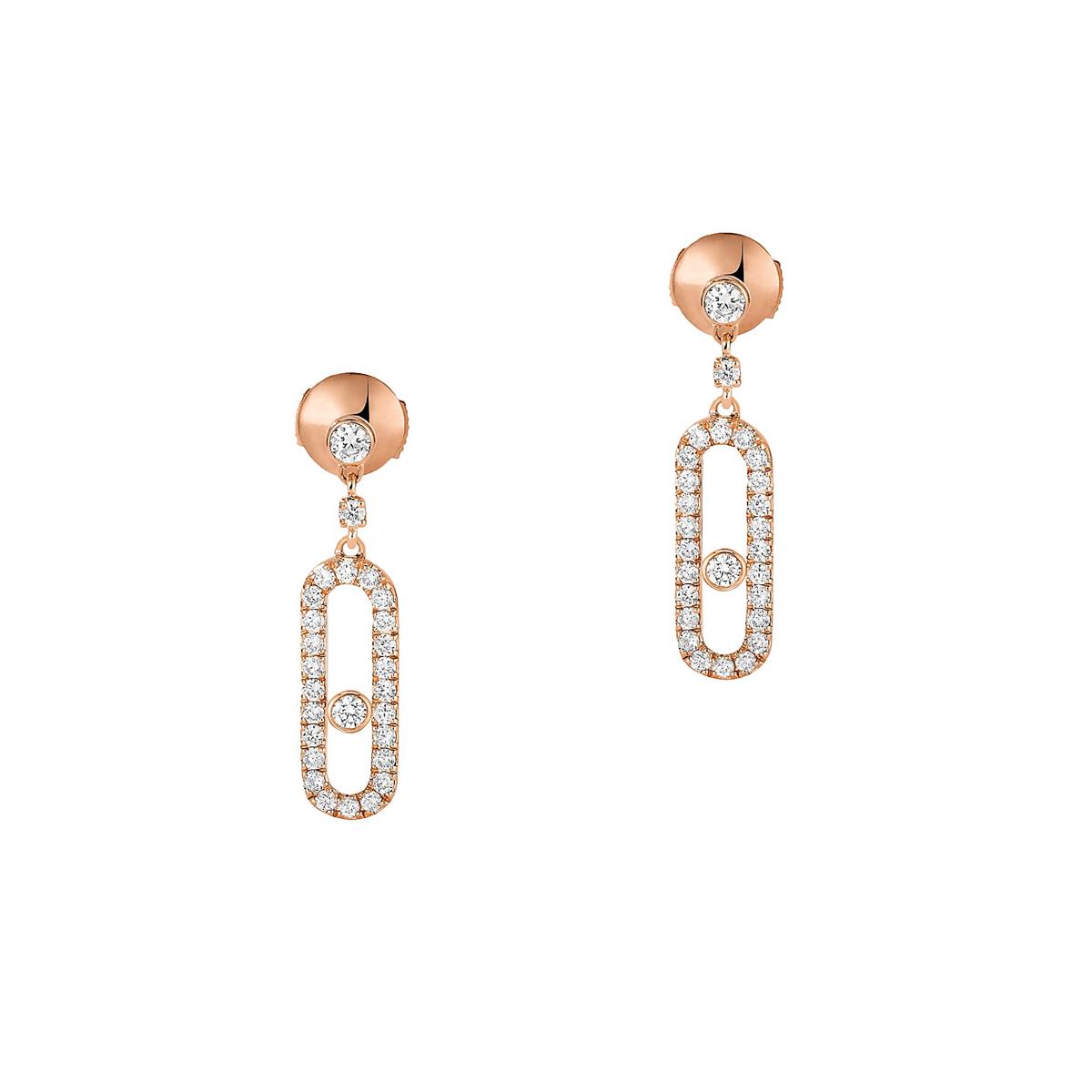 Messika Move Uno Rose Gold Stud Diamond Earrings
