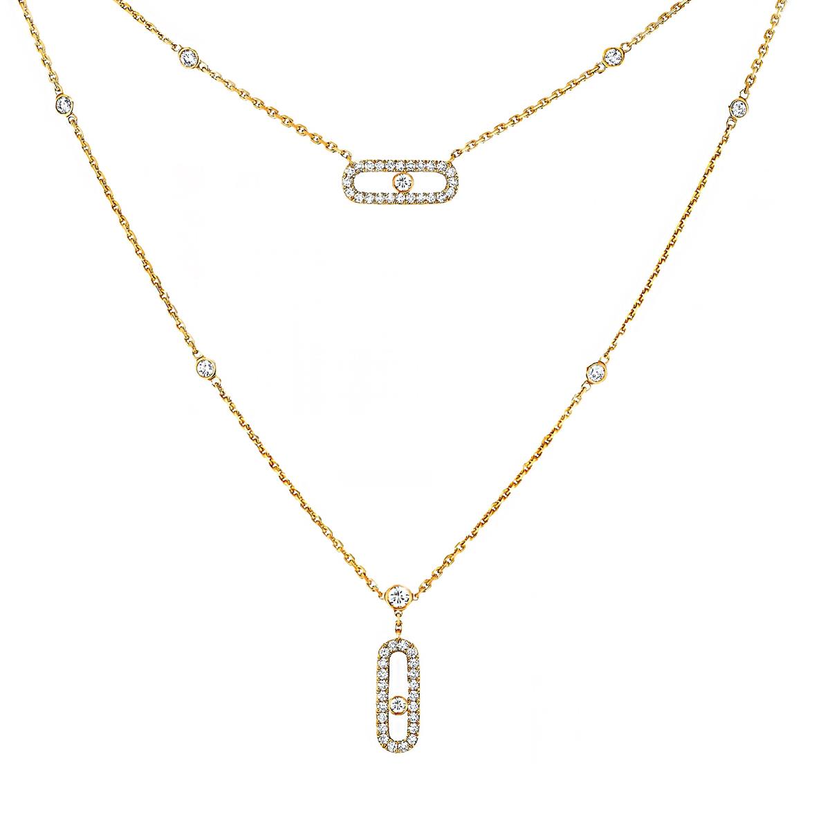 Messika Move Uno Yellow Gold 2 Row Pave Necklace
