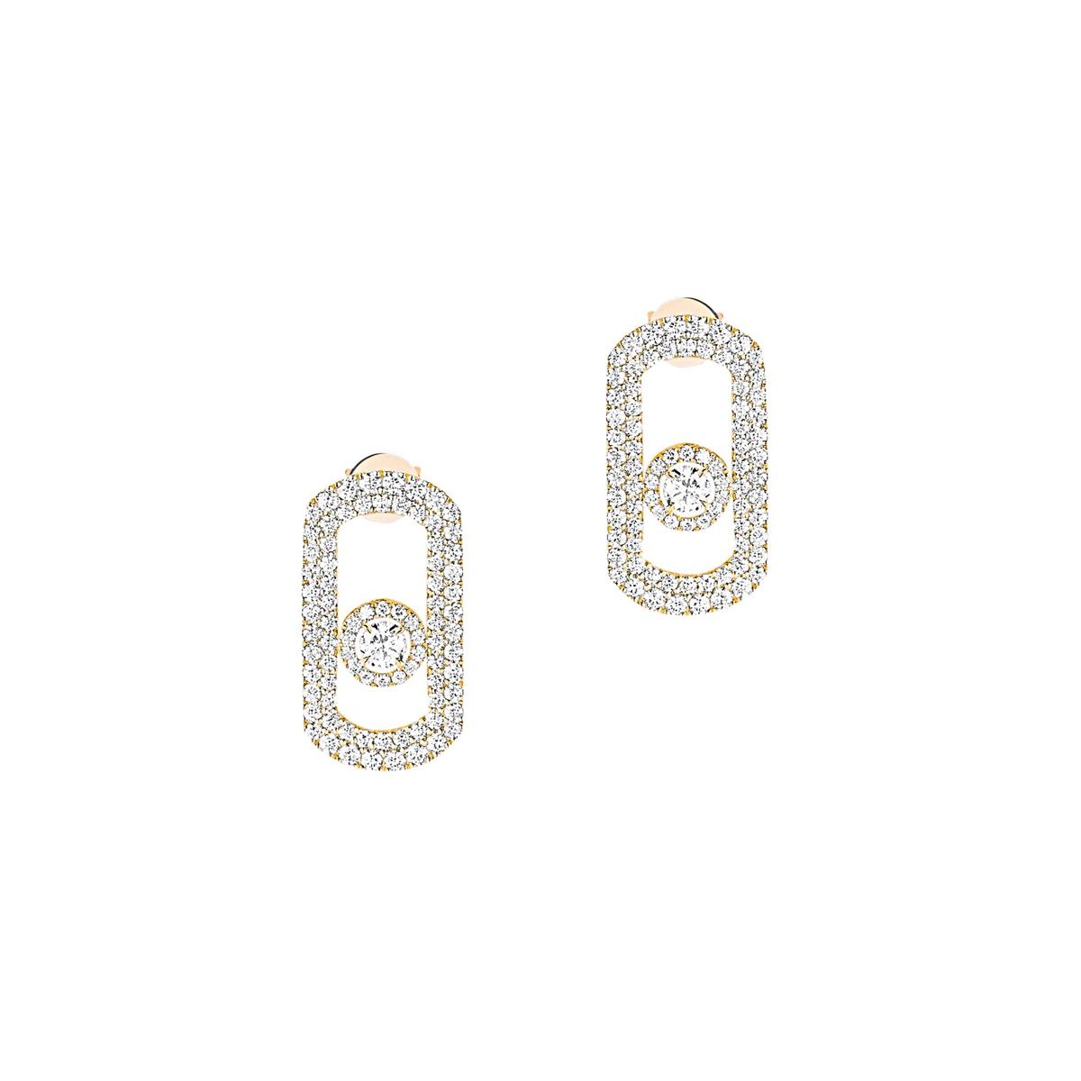 Messika So Move Yellow Gold Pave Earrings